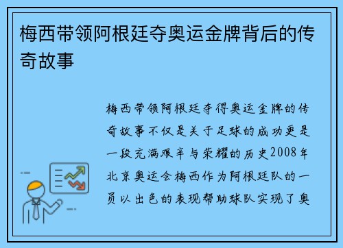 梅西带领阿根廷夺奥运金牌背后的传奇故事 梅西带领阿根廷夺奥运金牌背后的传奇故事